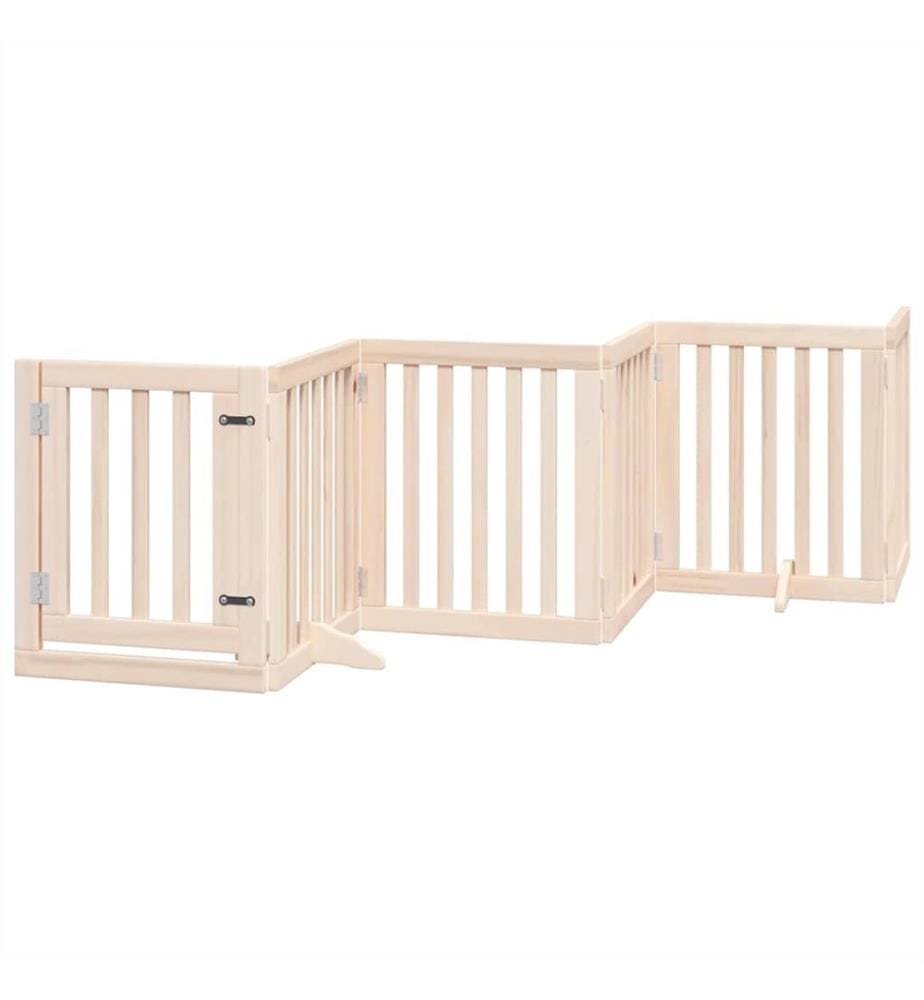 Barrière pour chiens avec porte pliable 9panneaux bois peuplier