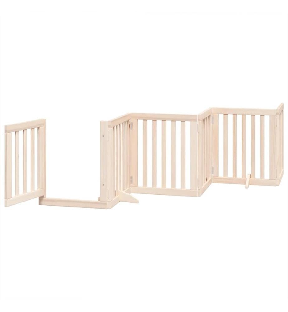 Barrière pour chiens avec porte pliable 9panneaux bois peuplier