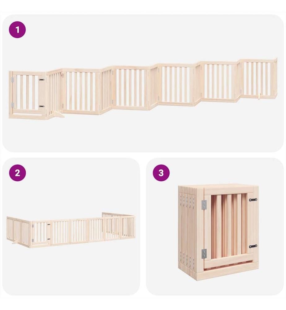 Barrière pour chien porte pliable 12 panneaux bois de peuplier