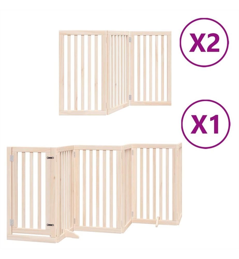 Barrière pour chien porte pliable 12 panneaux bois de peuplier