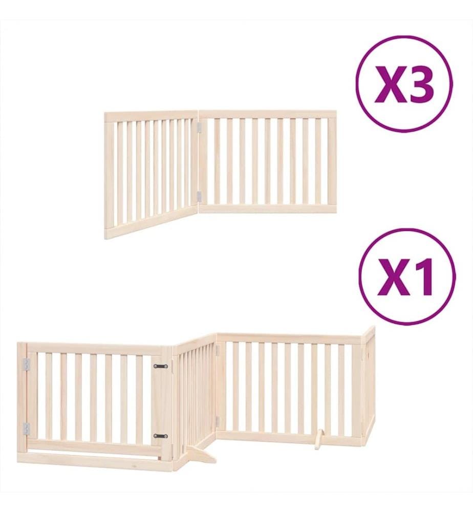Barrière pour chien porte pliable 10 panneaux bois de peuplier