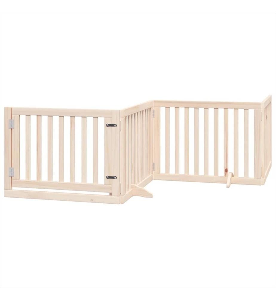 Barrière pour chien porte pliable 10 panneaux bois de peuplier
