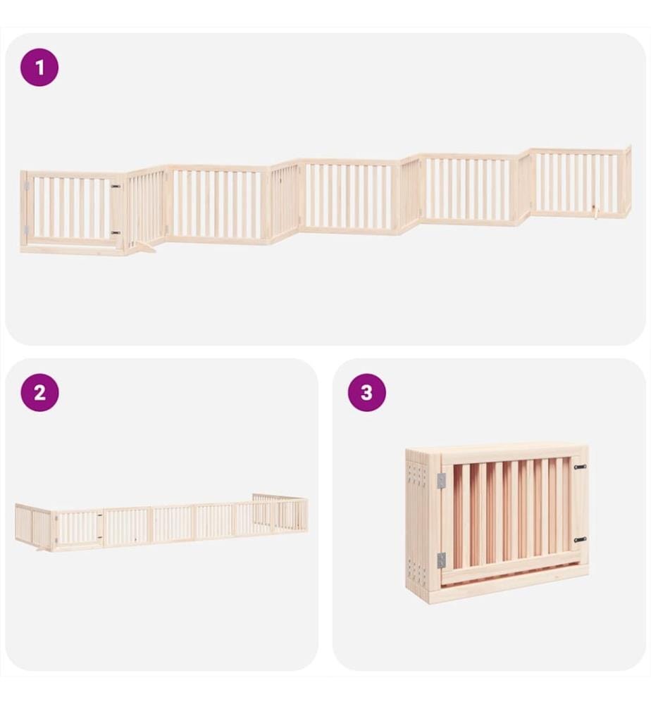 Barrière pour chien porte pliable 10 panneaux bois de peuplier