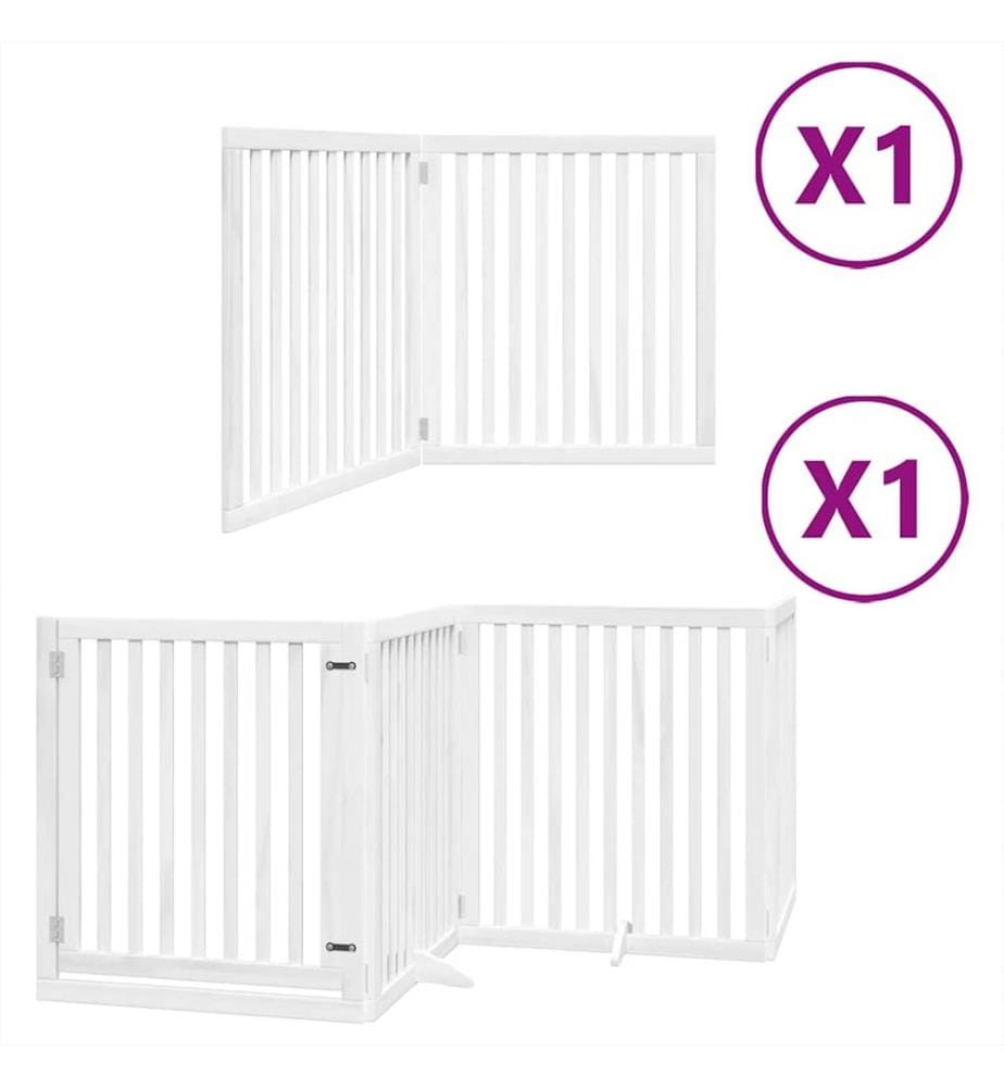 Barrière pour chien porte pliable 6panneaux blanc bois peuplier
