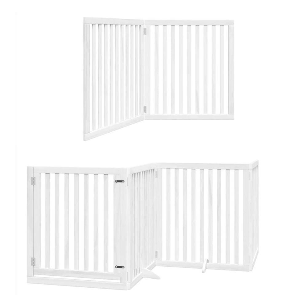 Barrière pour chien porte pliable 6panneaux blanc bois peuplier