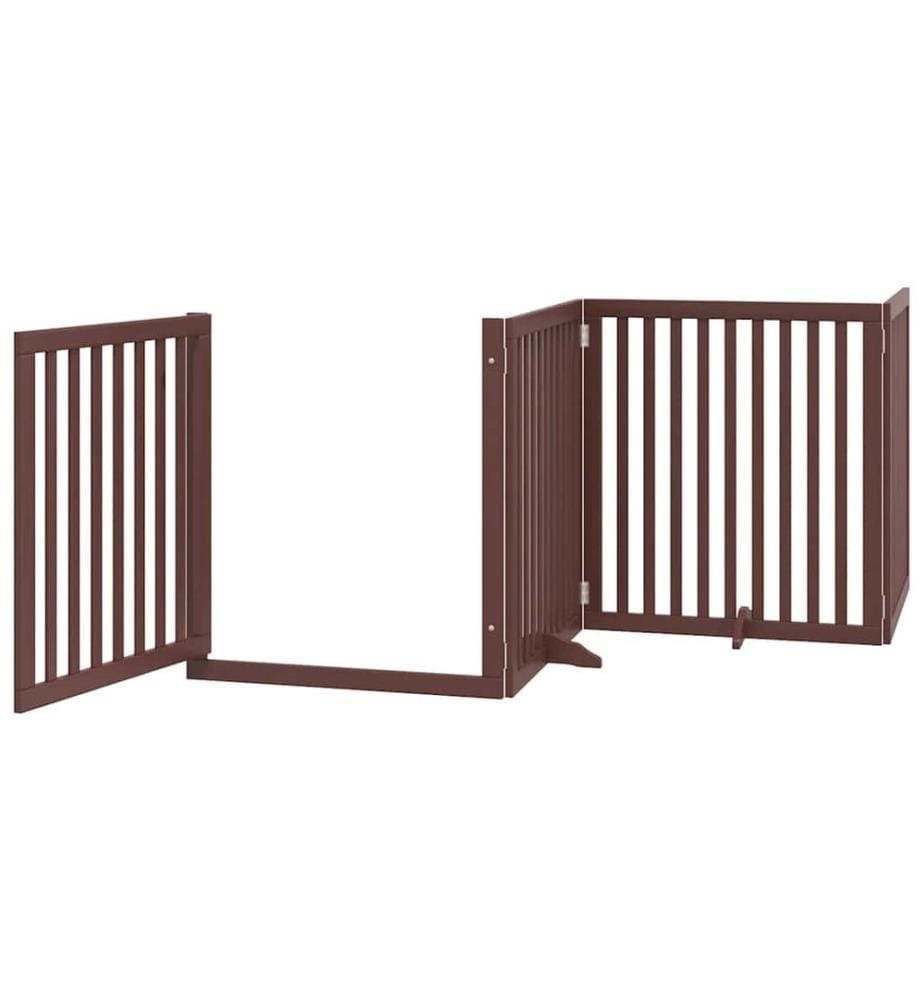 Barrière pour chien avec porte pliable 6 panneaux bois peuplier