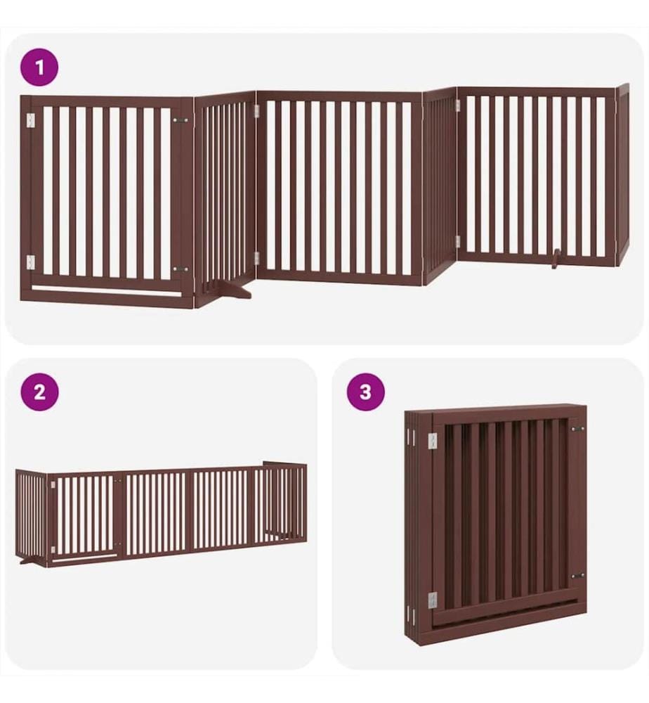Barrière pour chien avec porte pliable 6 panneaux bois peuplier