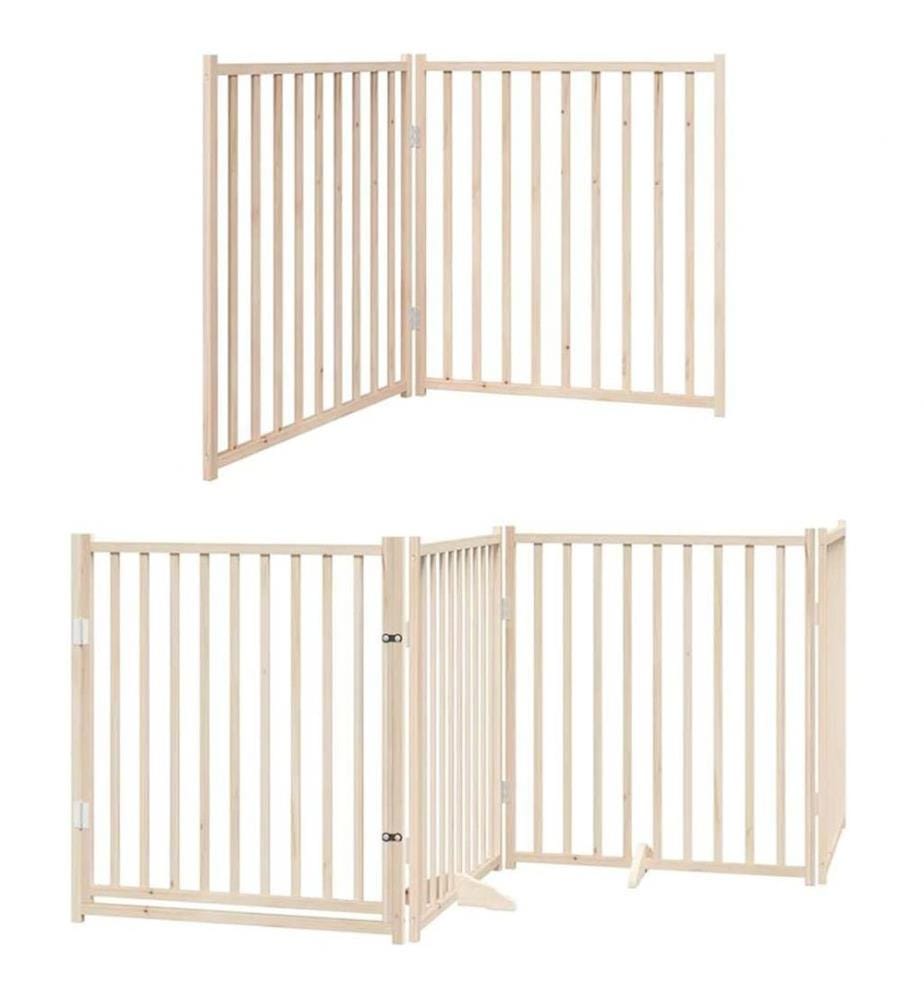 Barrière pour chien avec porte pliable 6 panneaux bois peuplier