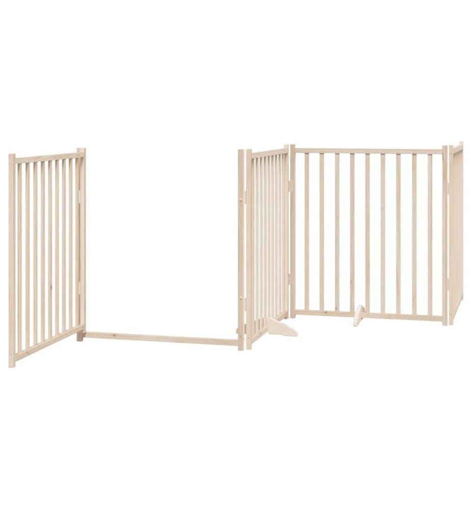 Barrière pour chien avec porte pliable 6 panneaux bois peuplier
