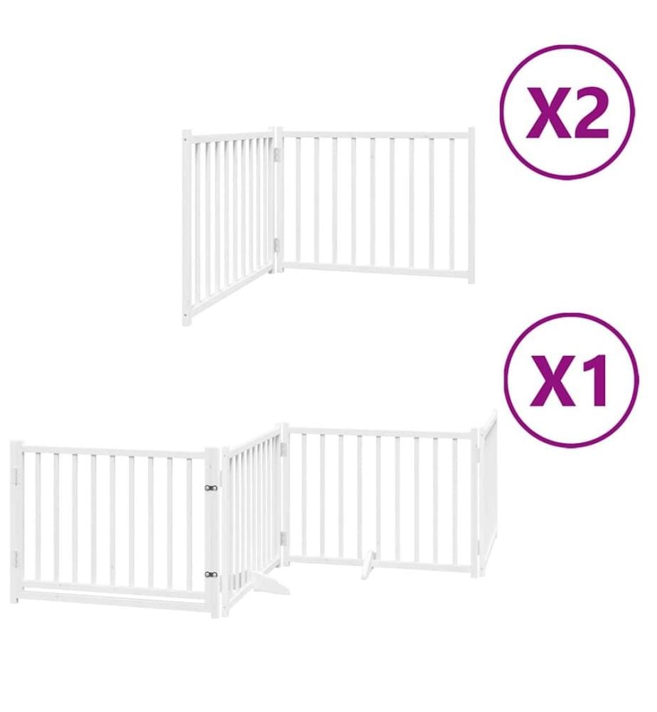 Barrière pour chien porte pliable 8panneaux blanc bois peuplier
