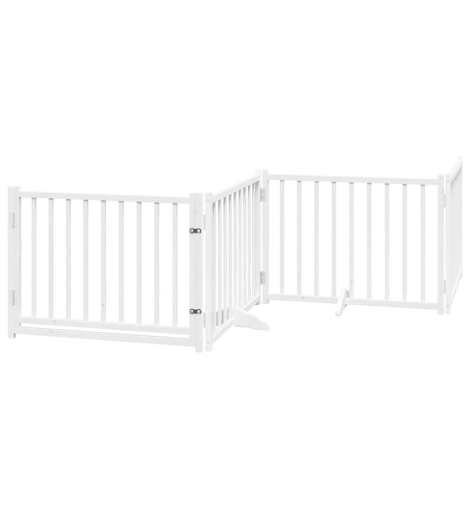Barrière pour chien porte pliable 8panneaux blanc bois peuplier