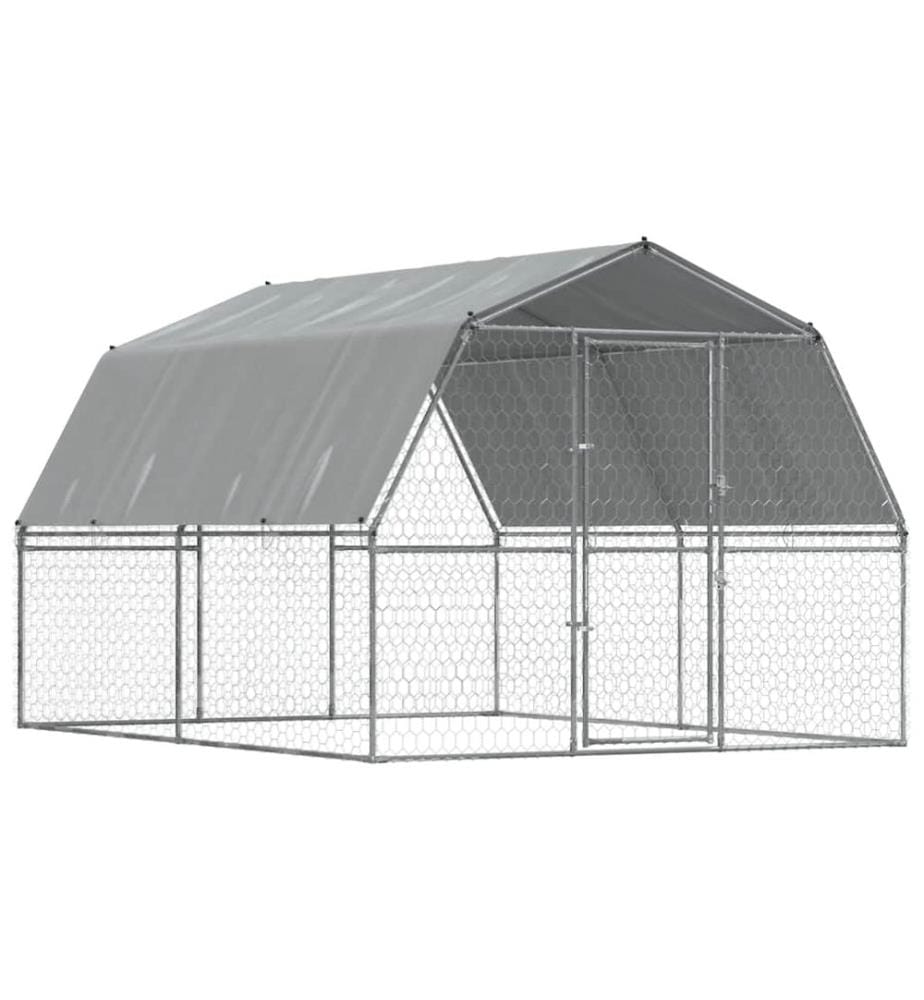 Cage pour chiens avec toit et porte argenté acier galvanisé