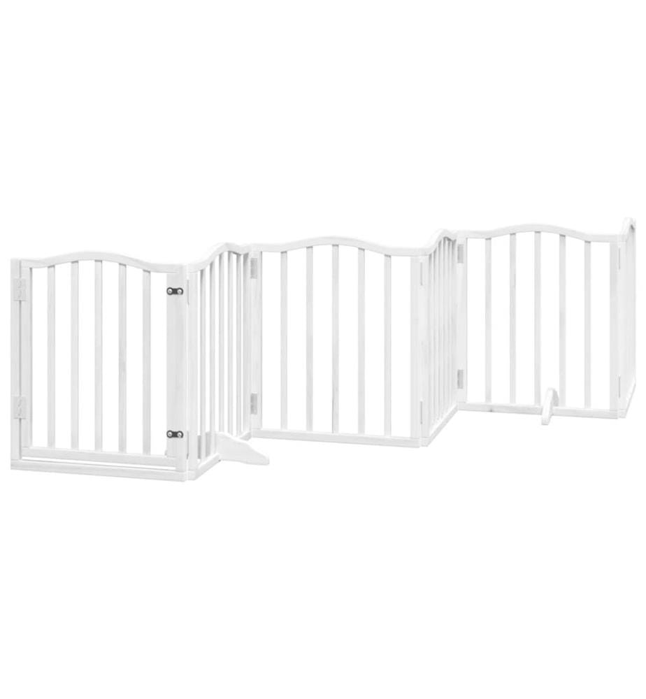 Barrière pour chiens et porte 6 panneaux blanc bois de peuplier