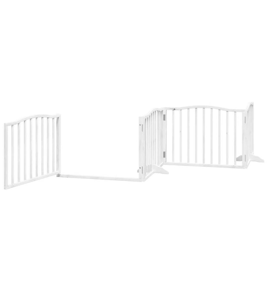 Barrière pour chiens et porte 4 panneaux blanc bois de peuplier