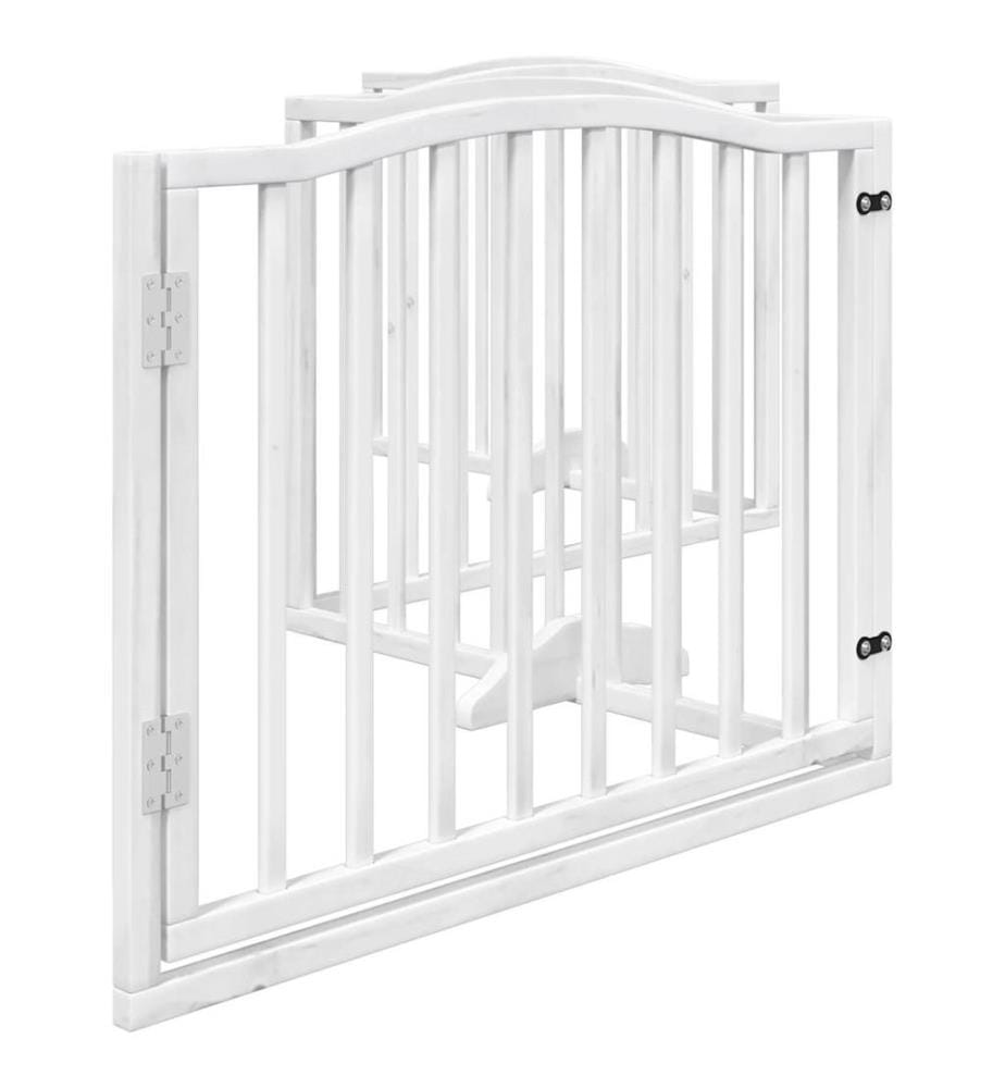 Barrière pour chiens et porte 4 panneaux blanc bois de peuplier