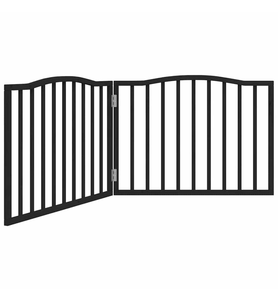 Barrière pour chien pliable 2 panneaux noir bois de peuplier