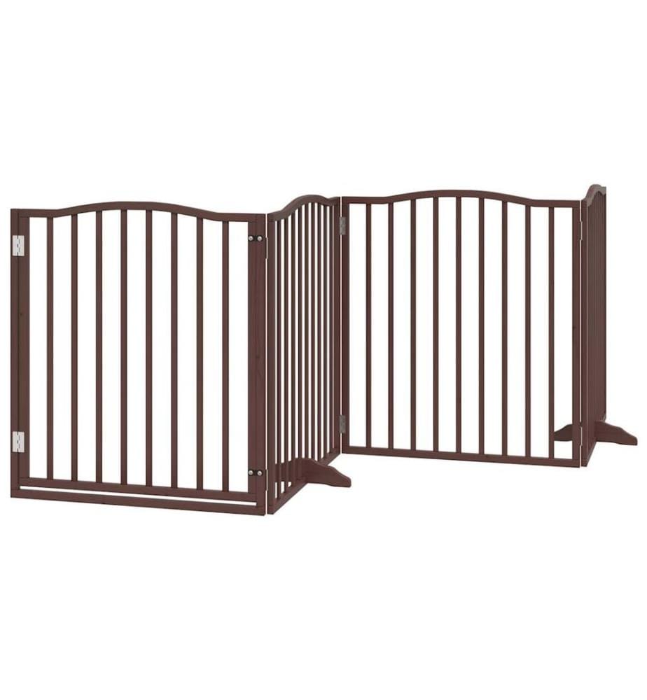 Barrière pour chiens avec porte 4 panneaux bois de peuplier