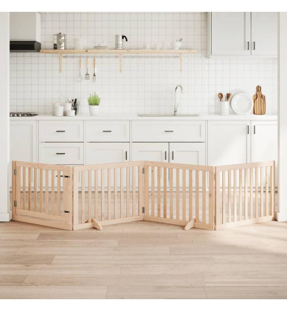 Barrière pour chien avec porte pliable 4 panneaux 320 cm Bois de peuplier