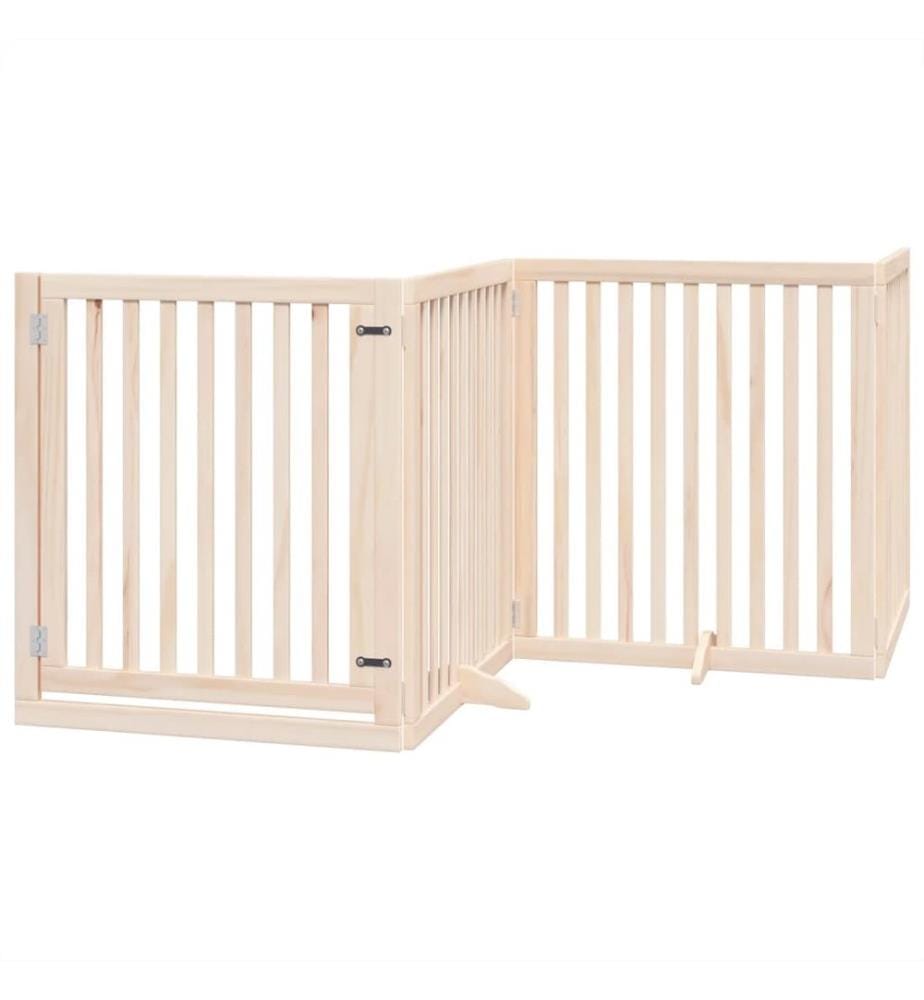Barrière pour chiens avec porte 4 panneaux bois de peuplier