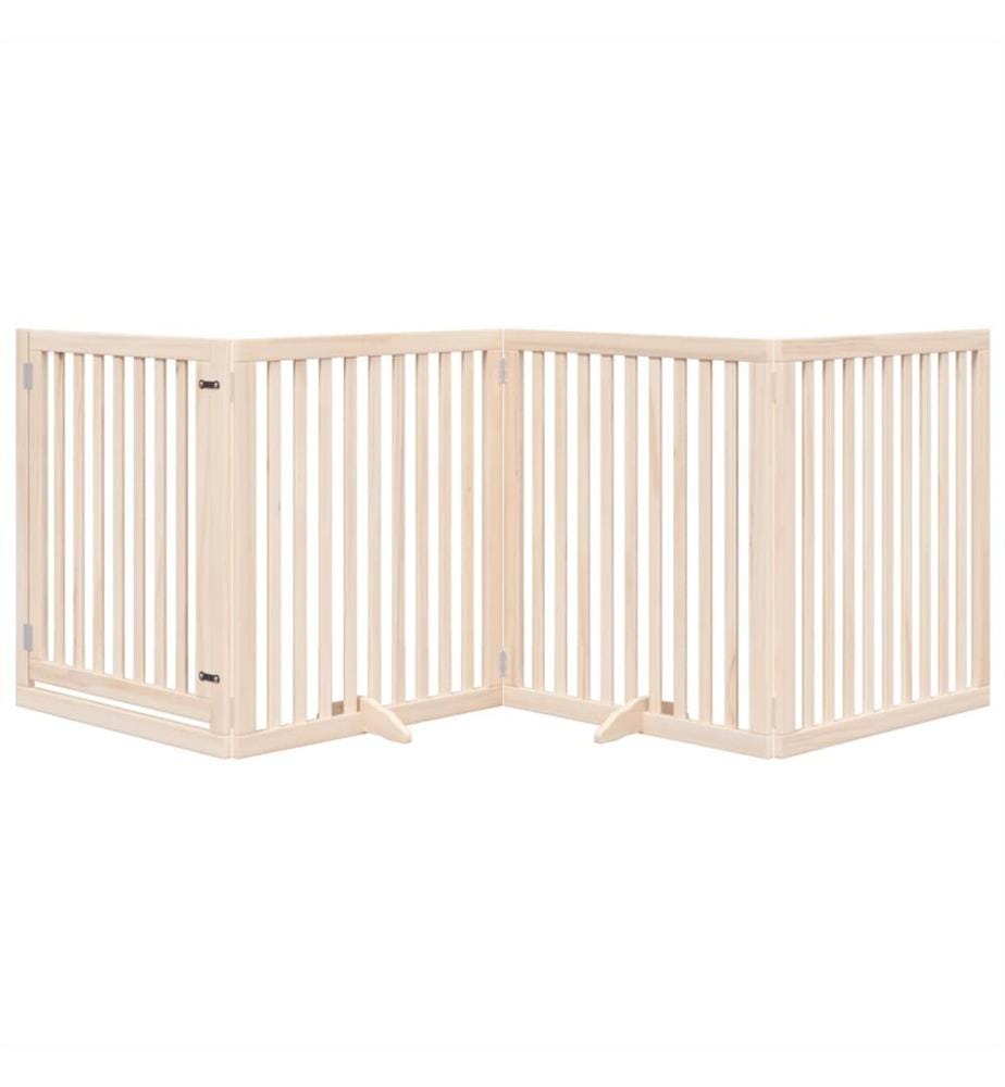 Barrière pour chiens avec porte 4 panneaux bois de peuplier