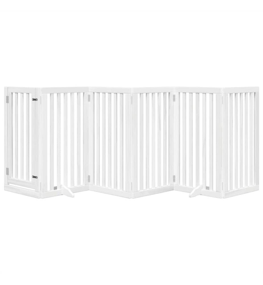 Barrière pour chiens et porte 6 panneaux blanc bois de peuplier
