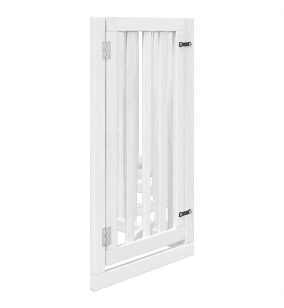 Barrière pour chiens et porte 6 panneaux blanc bois de peuplier