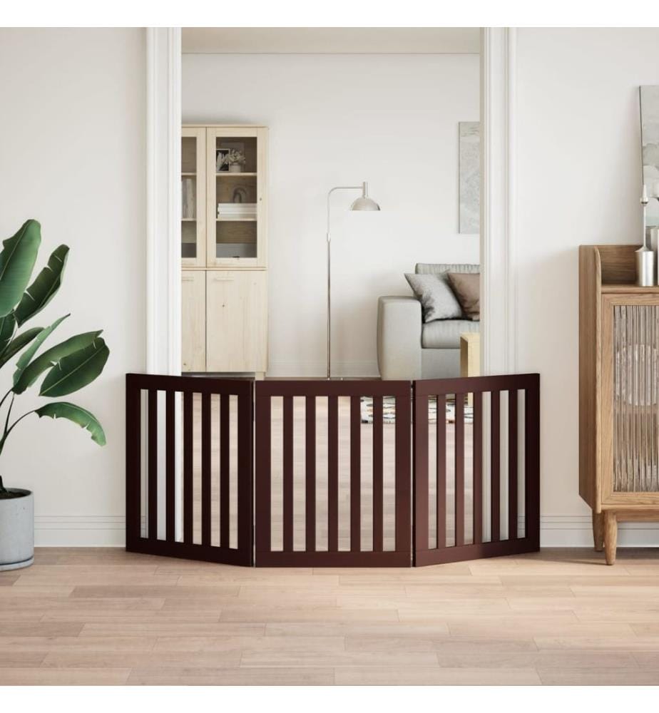 Barrière pour chien pliable 3 panneaux 150 cm bois de peuplier