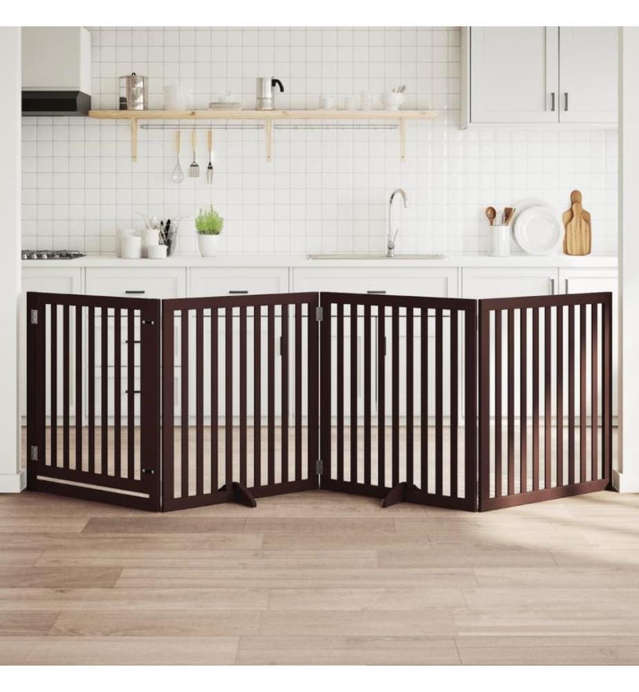 Barrière pour chiens avec porte 4 panneaux bois de peuplier