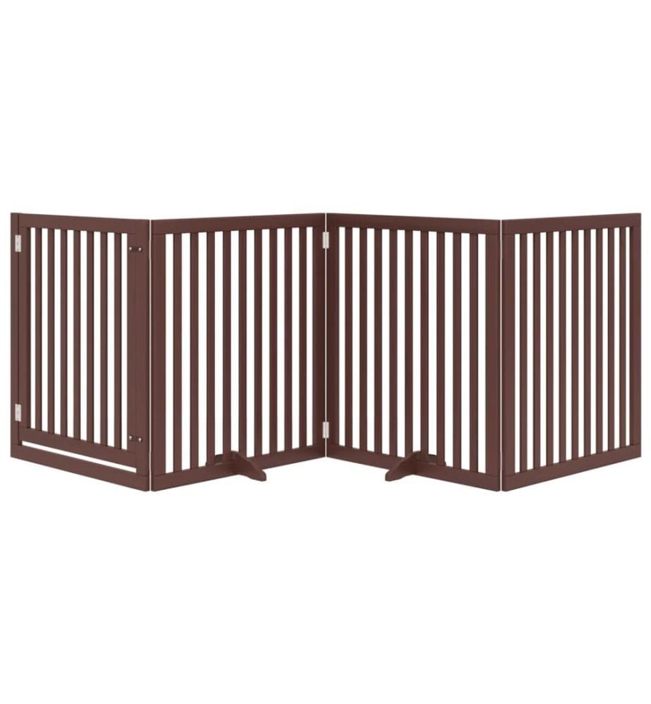 Barrière pour chiens avec porte 4 panneaux bois de peuplier