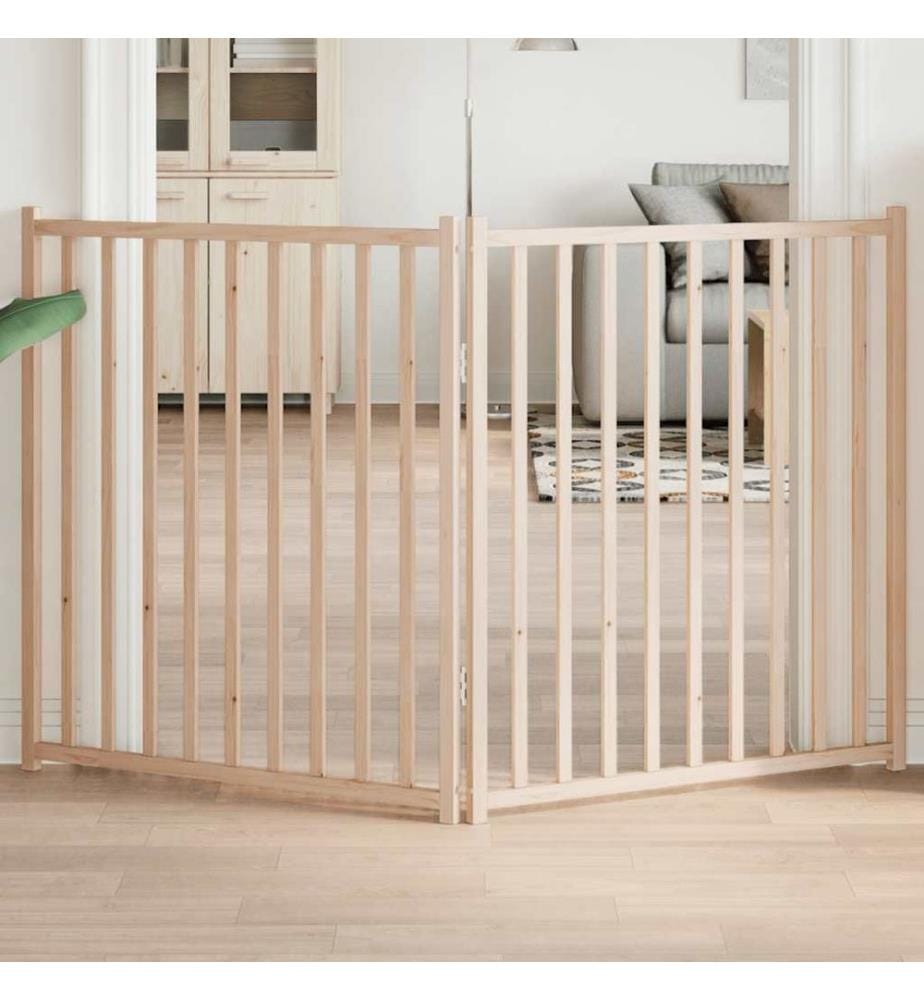 Barrière pour chien pliable 2 panneaux 160 cm bois sapin massif