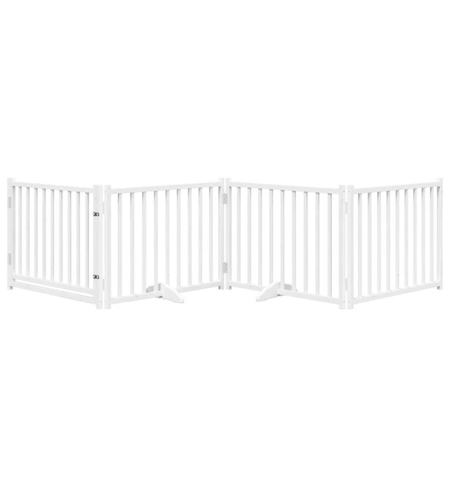 Barrière pour chiens avec porte 4 panneaux bois de sapin massif