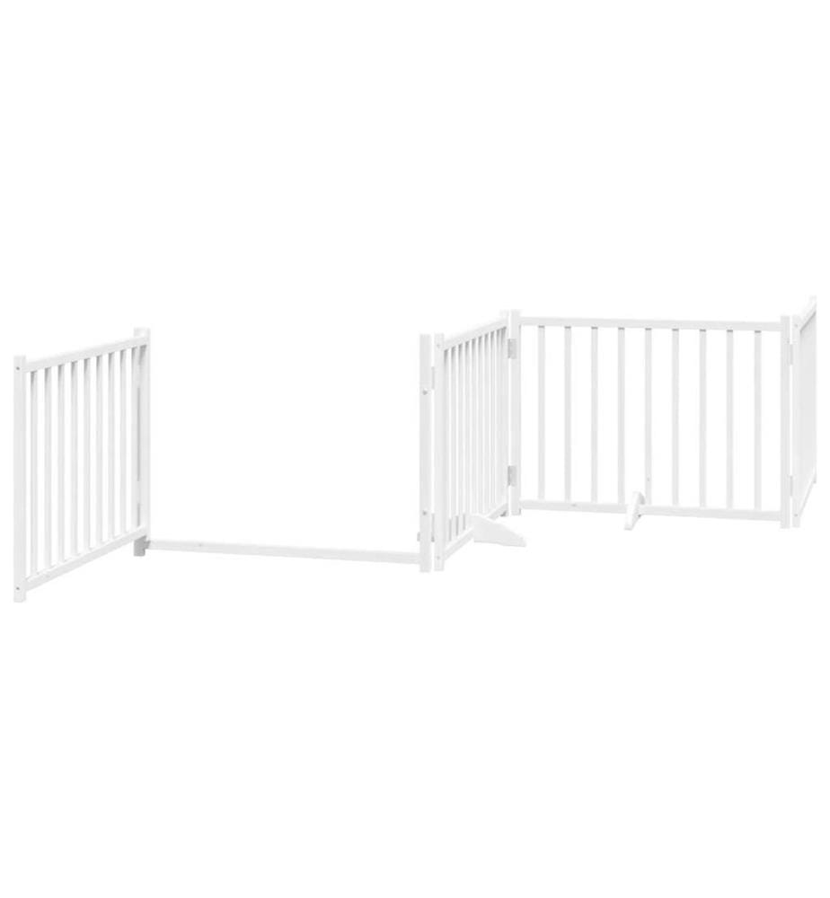 Barrière pour chiens avec porte 4 panneaux bois de sapin massif