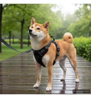 Harnais pour chien avec bandes réfléchissantes réglables noir L
