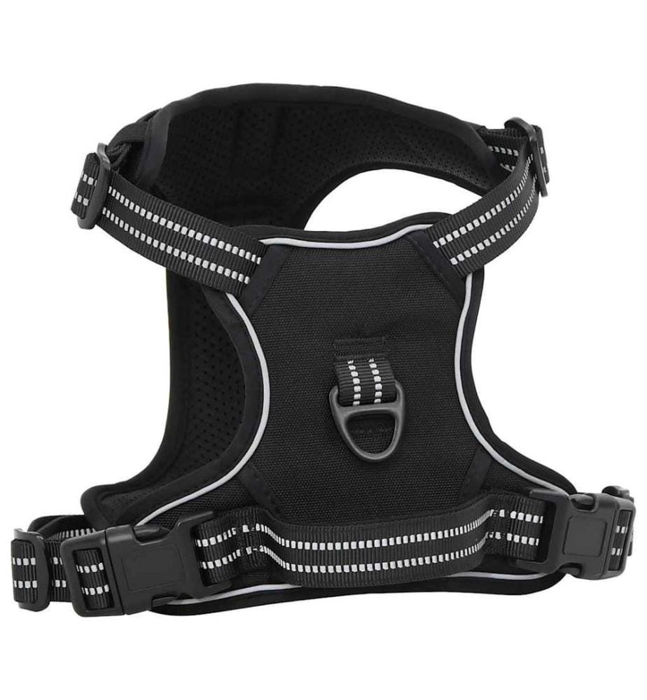 Harnais pour chien avec laisse et collier réglables noir L
