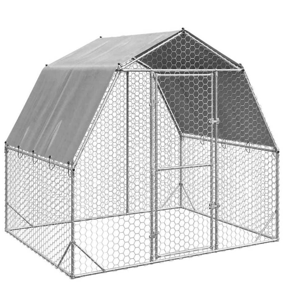 Hühnerstall mit Dach 2,5x2x2,25 m Verzinkter Stahl