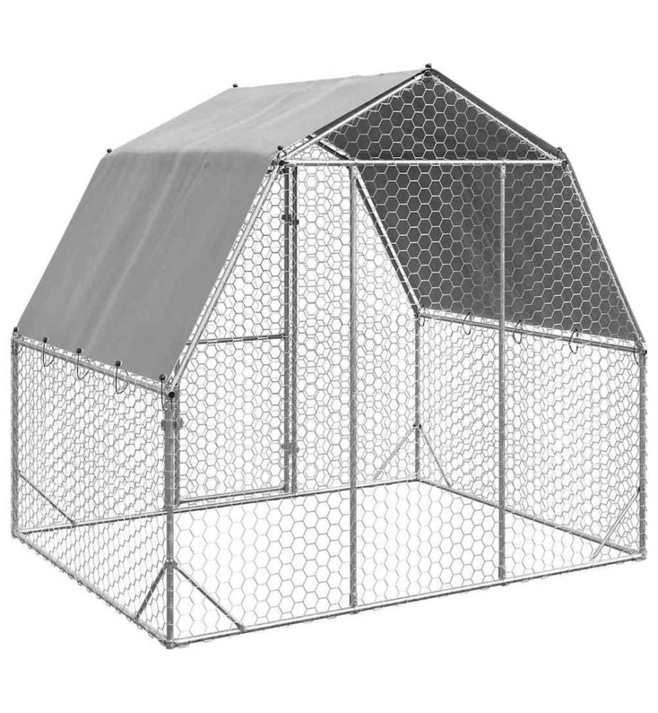 Hühnerstall mit Dach 2,5x2x2,25 m Verzinkter Stahl
