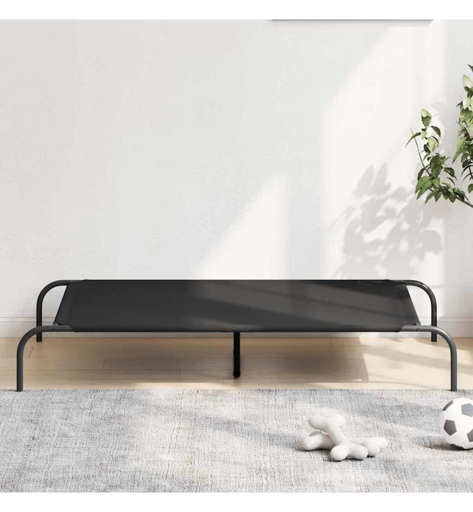 Hundebett Erhöht Schwarz 130x80x20 cm Oxford-Gewebe und Stahl