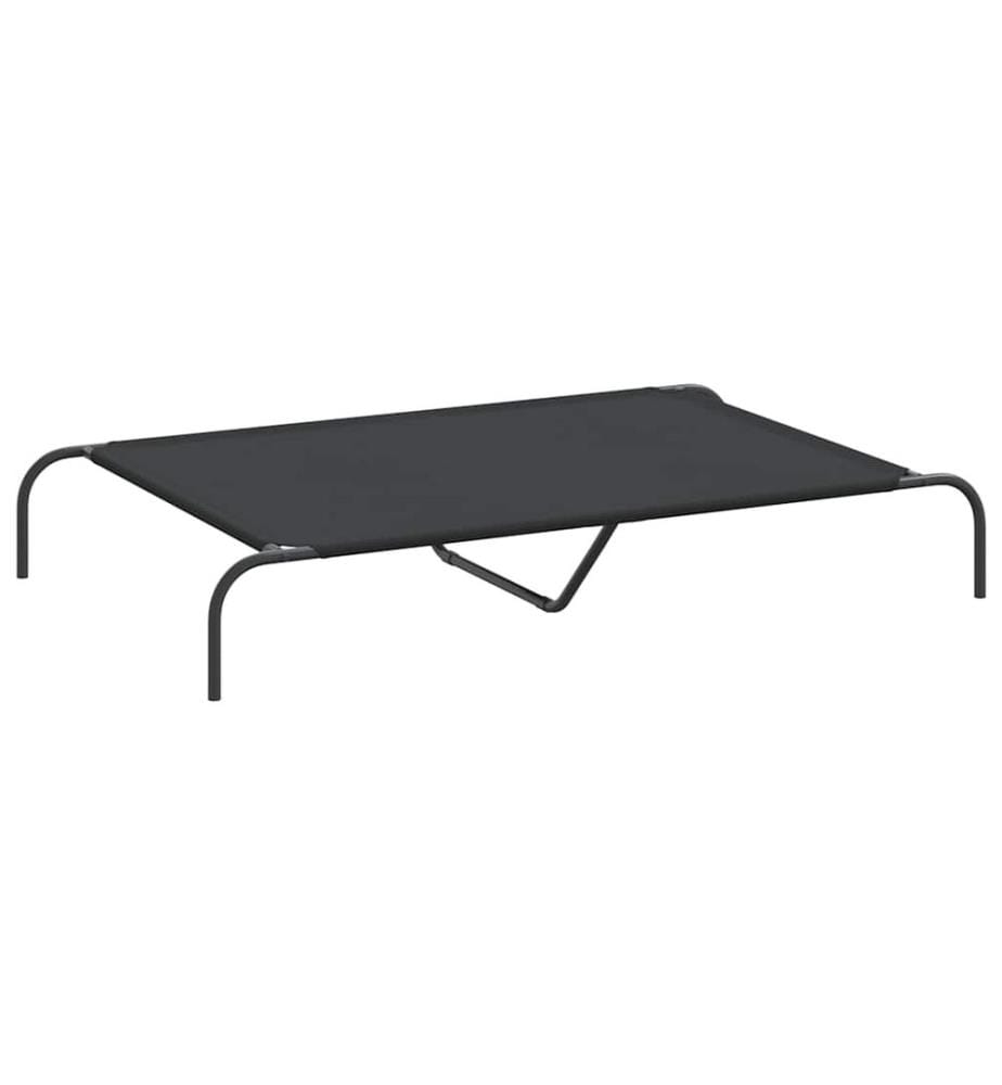 Hundebett Erhöht Schwarz 130x80x20 cm Oxford-Gewebe und Stahl