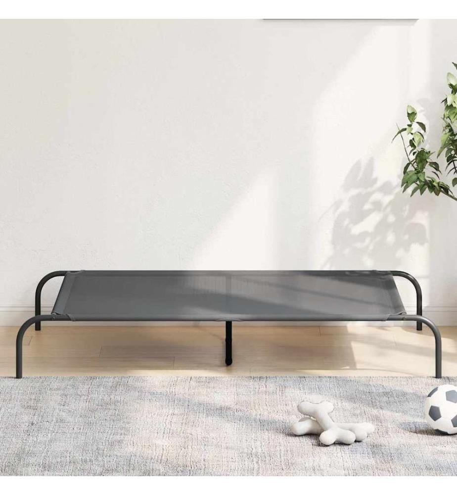 Hundebett Erhöht Grau 130x80x20 cm Textilene und Stahl