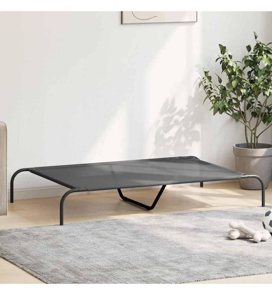 Hundebett Erhöht Grau 130x80x20 cm Textilene und Stahl