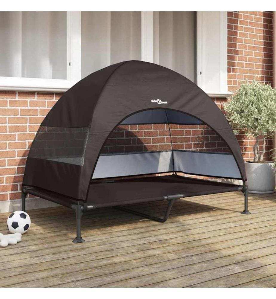 Lit surélevé pour chien Marron 127 x 81 x 108 cm Tissu et acier