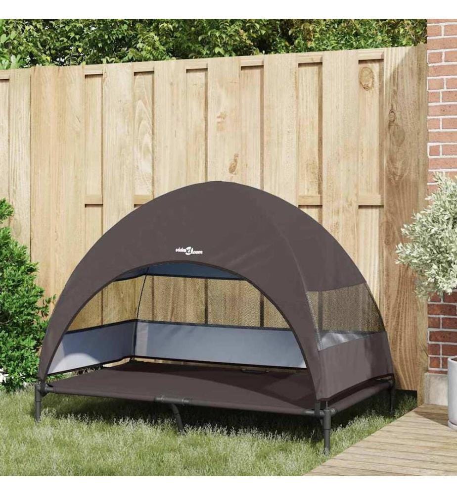 Lit surélevé pour chien Marron 127 x 81 x 108 cm Tissu et acier