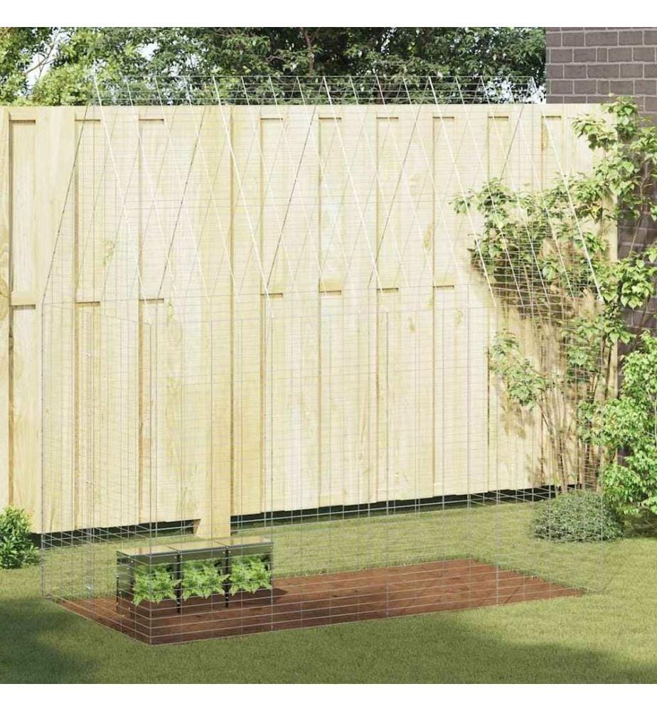 Cage pour lapins Argenté 200 x 100 x 210 cm Acier galvanisé