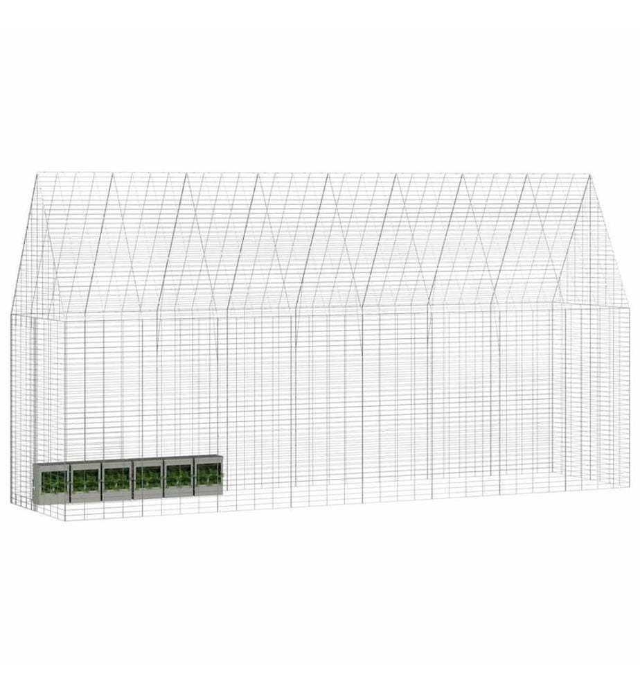 Cage pour lapins Argenté 400 x 100 x 210 cm Acier galvanisé