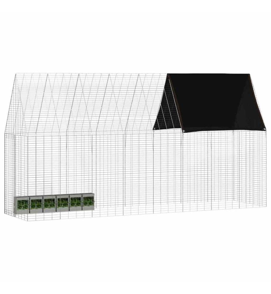 Cage pour lapins Argenté 400 x 100 x 210 cm Acier galvanisé