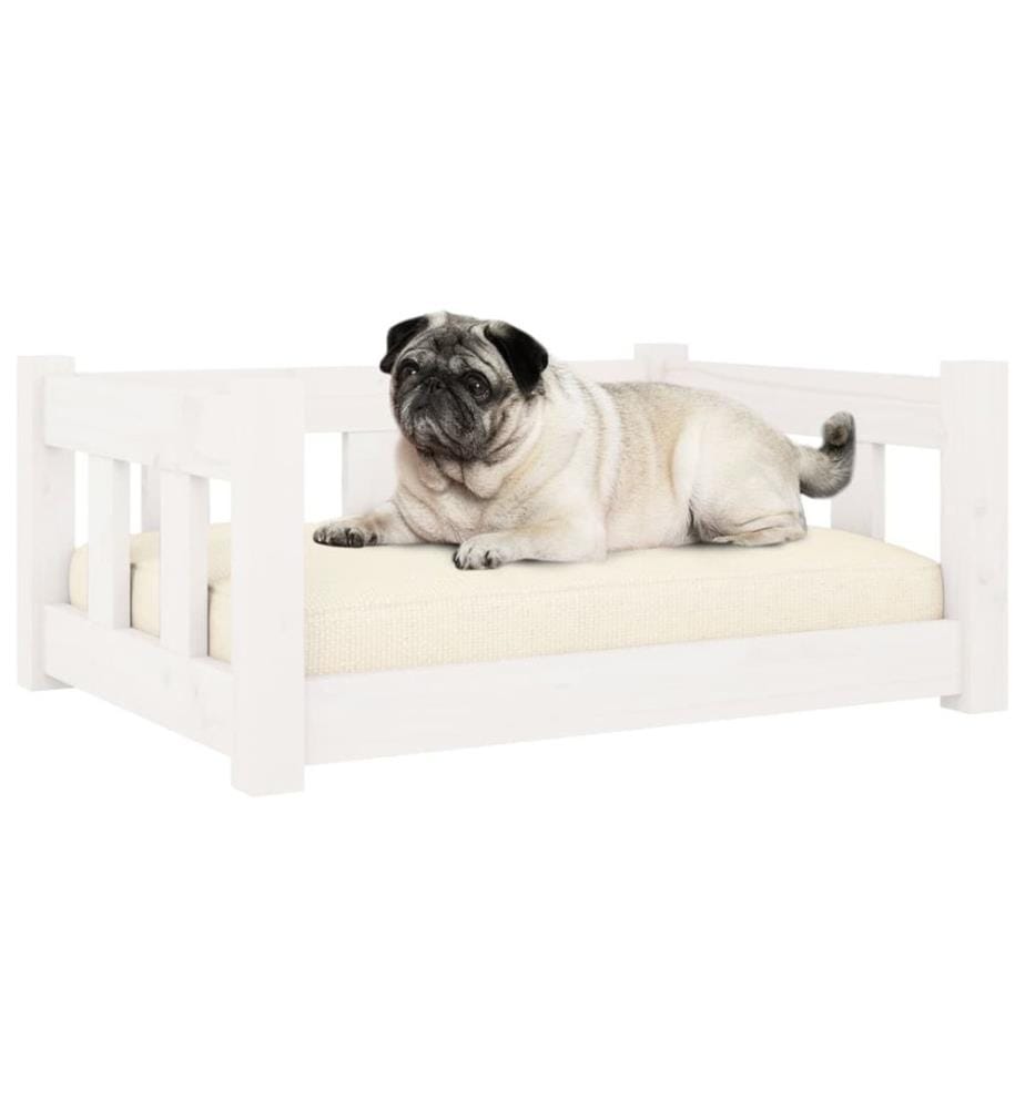 Hundebett Weiss 65,5x50,5x28 cm Massivholz Kiefer