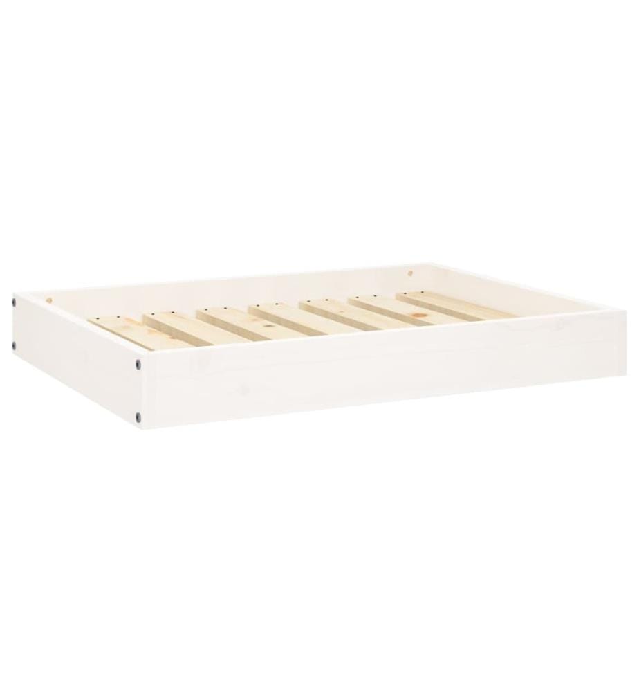 Lit pour chien Blanc 71,5x54x9 cm Bois de pin solide