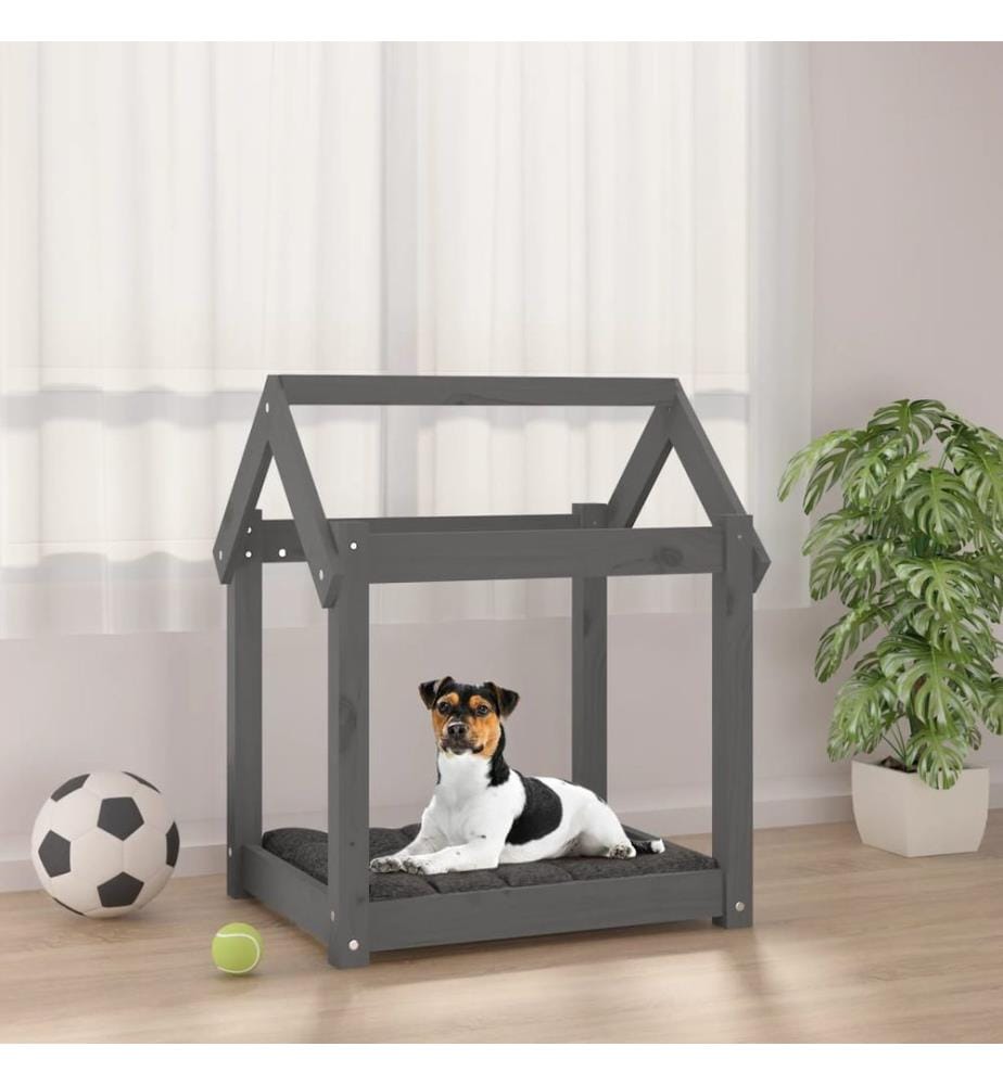 Hundebett Grau 61x50x70 cm Massivholz Kiefer