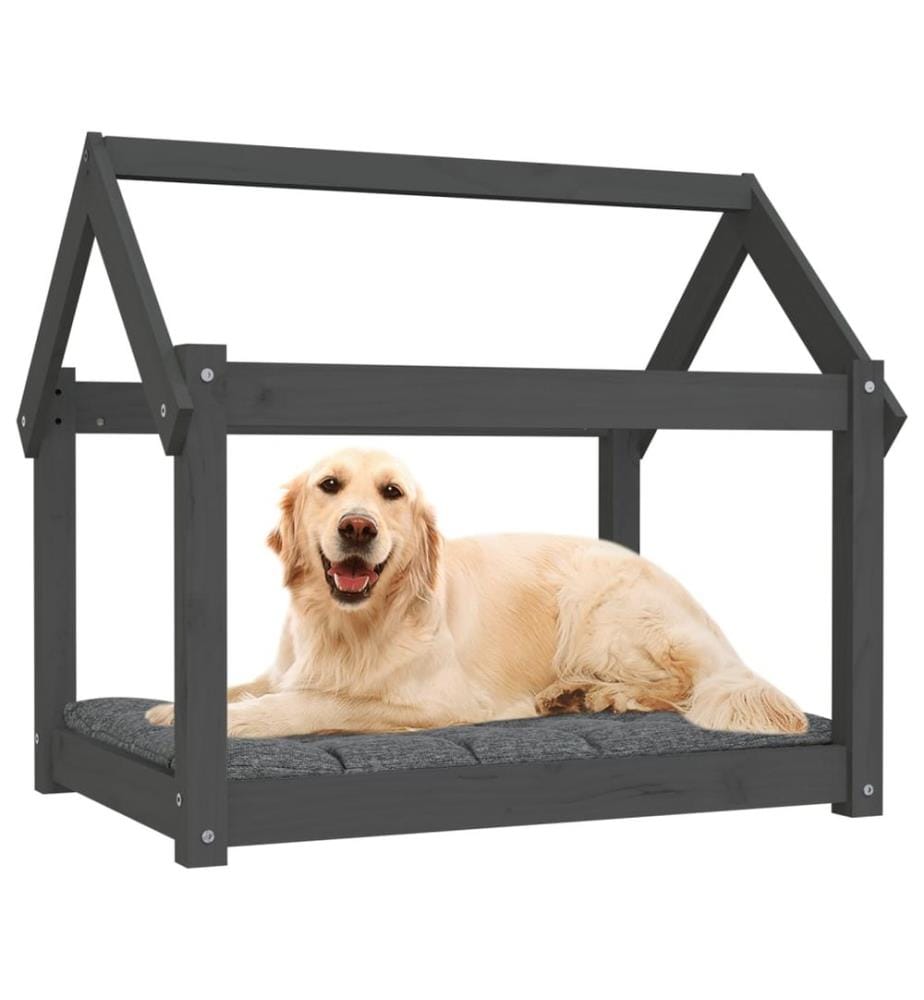 Hundebett Grau 81x60x70 cm Massivholz Kiefer