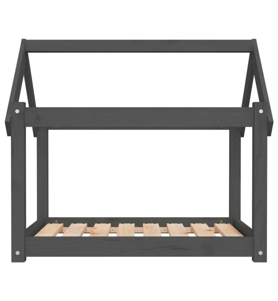Hundebett Grau 81x60x70 cm Massivholz Kiefer